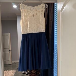 Altar'd State Cream and Blue Dress